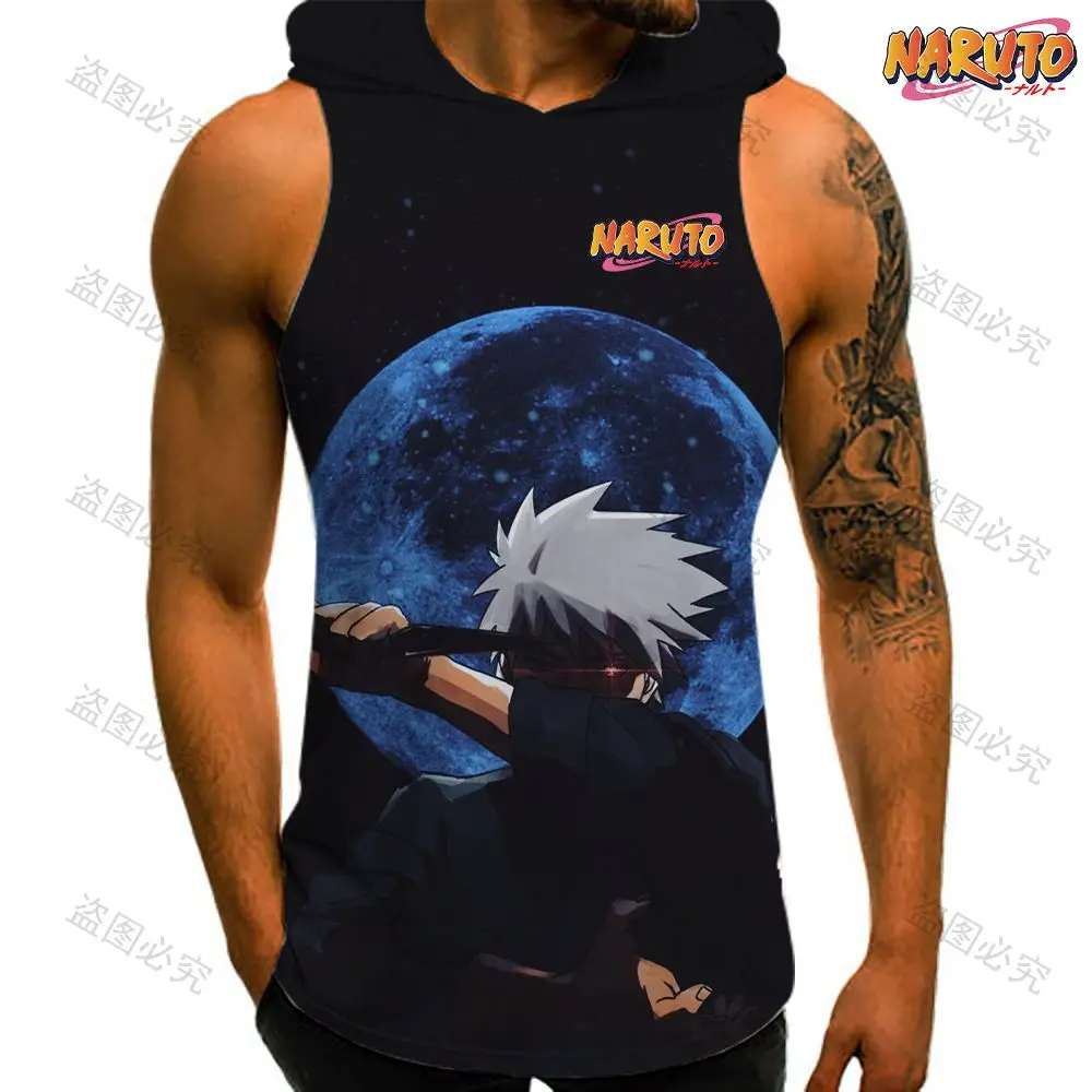 

Hooded Vest Clothes for Men Anime Naruto New Clothing 2023 Gym Hip Hop Sleeveless Shirts Essentials Bodybuilding Y2k Man Shirt