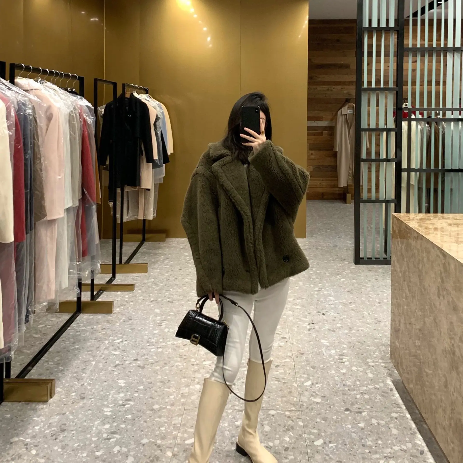 

free fastest express 2022 New Autumn and Winter Fur Coat Sheep Wool Camel Short Motorcycle Coat Casual Wool Coat coat women