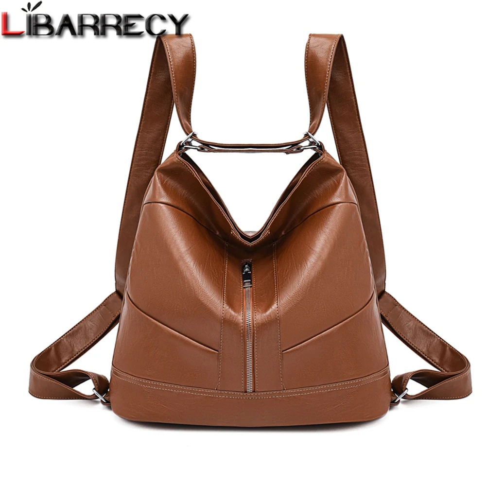 

Многофункциональный кожаный женский рюкзак высокого качества, роскошная дизайнерская однотонная женская сумка через плечо, новый рюкзак с защитой от кражи