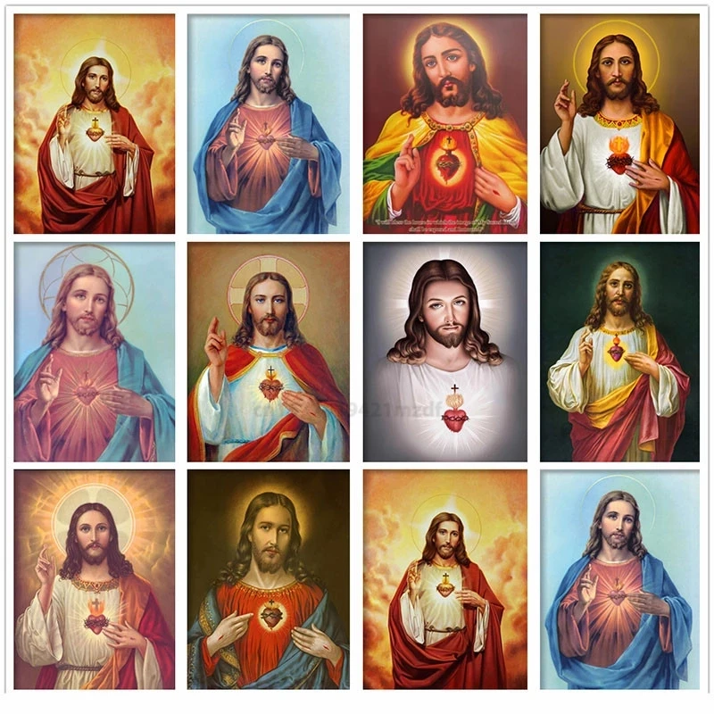 

5D DIY Full Drill Diamond Painting Religious Sacred Heart Of Jesus Diamond Christian Embroidery Cross Stitch Home Decor Mosaic