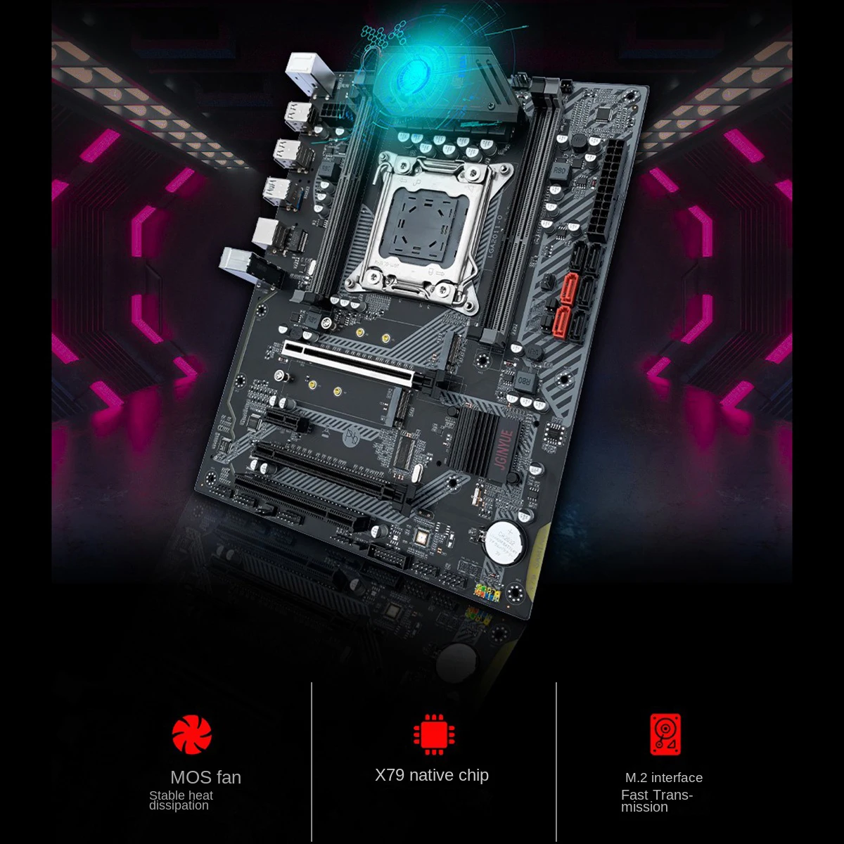 JGINYUE X79 GAMING6 Computer Gaming Motherboard ATX LGA2011 4XDDR3 Dual Channel Memory Socket M.2 NVME SATA USB3.0 Motherboard