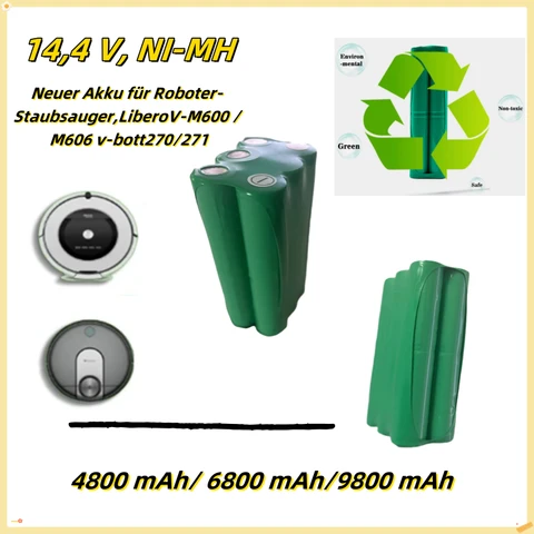 Аккумулятор для роботов-пылесосов KEPAH 14,4В NI-MH 4800/6800/9800 мАч для LiberoV-M600/M606