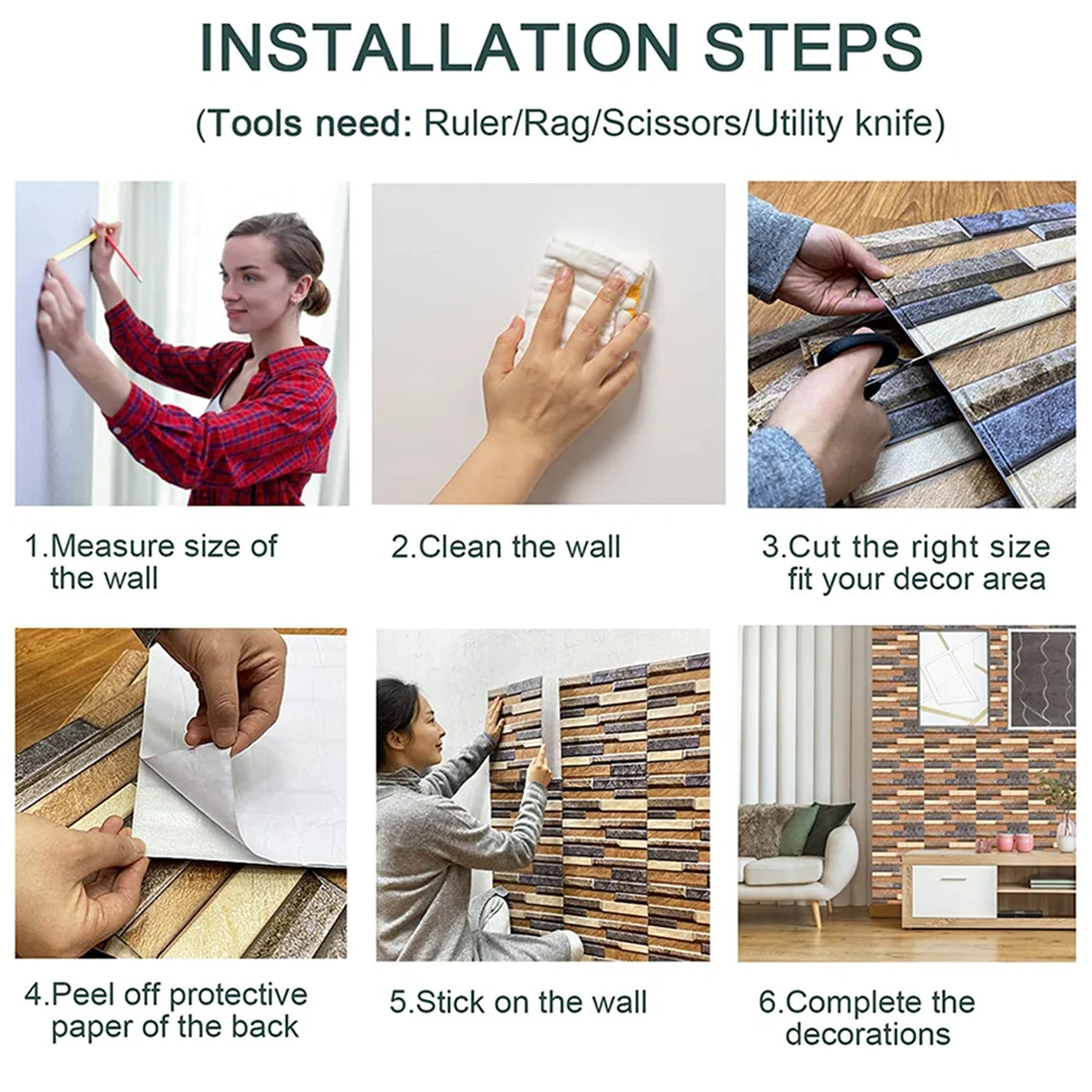 Клейкие настенные 3d-панели самоклеящиеся водонепроницаемые обои с рисунком