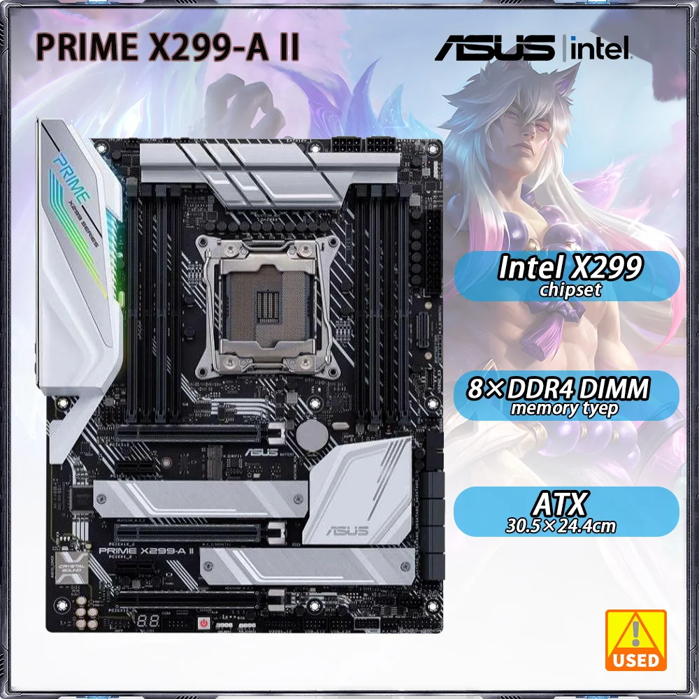 LGA 2066 Core X-Series Asus PRIME X299-A II с чипсетом Intel X299 8 × DDR4 256 Гб встроенная сетевая карта Intel I219V Gigabit 2 × M.2