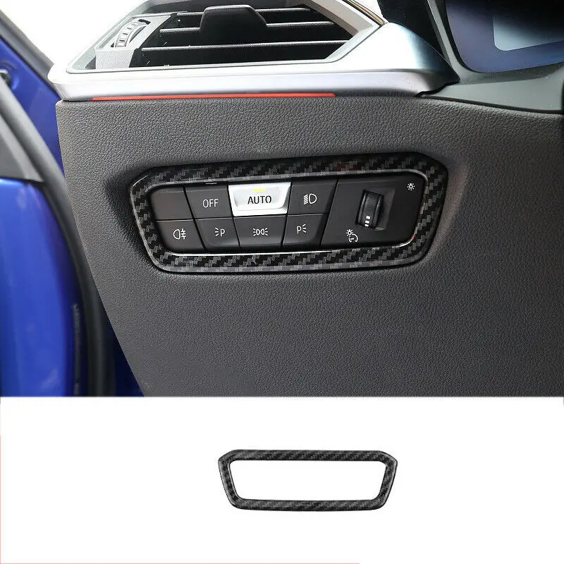 

1X кнопки управления переключателем фар из углеродного волокна для BMW 3-Series G20 19-22, декоративная рамка, отделка