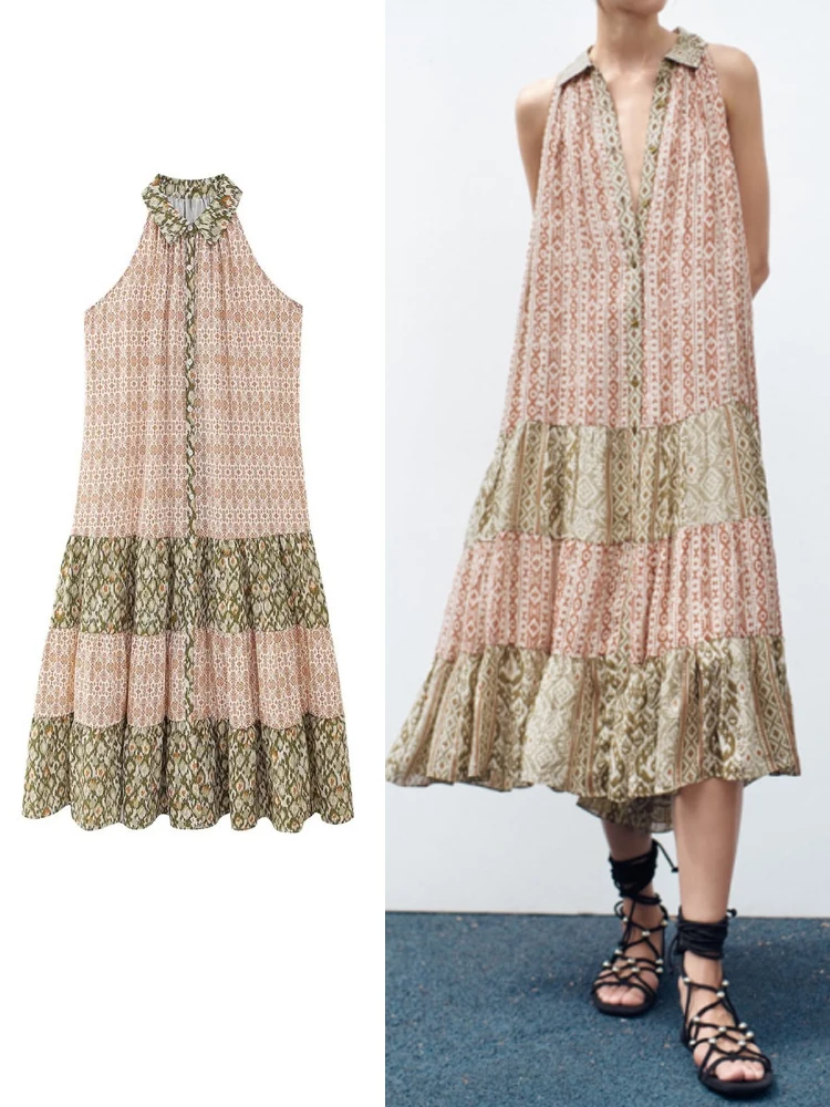 

Платье женское свободного покроя без рукавов, в стиле пэчворк