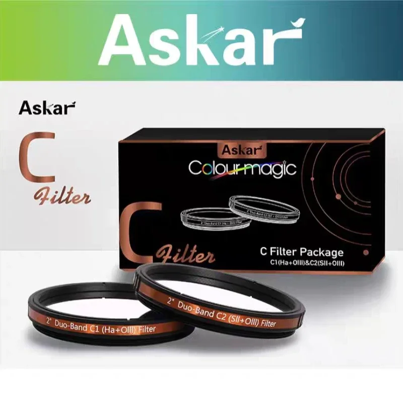 Фото Астрономический фильтр ASKAR 2 дюйма, двухдиапазонный фильтр C1 и C2, аксессуары для астрономических телескопов №1
