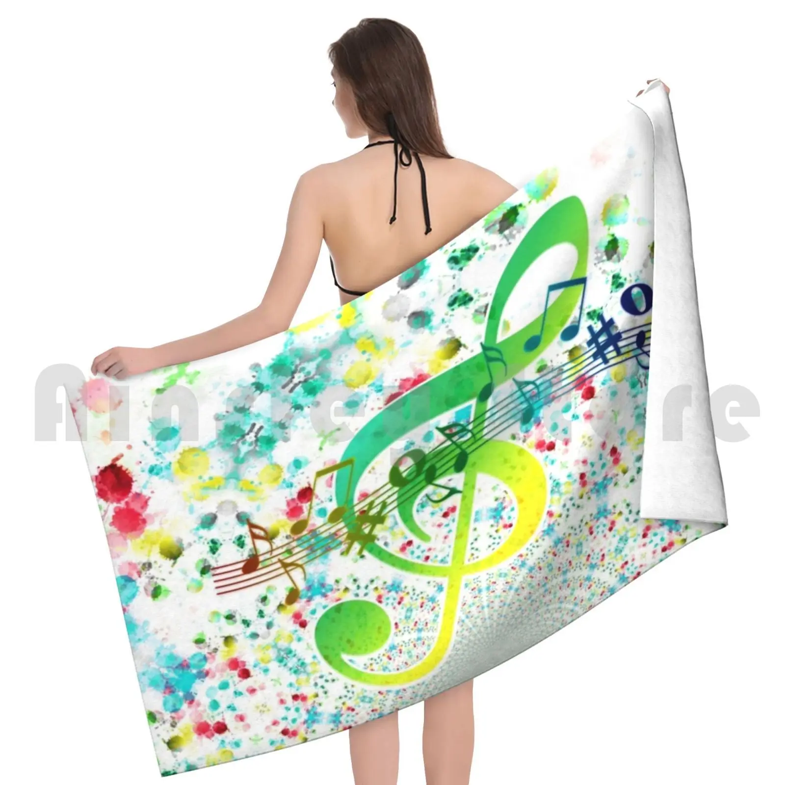 Музыкальные ноты банное полотенце пляжная Подушка музыкальные гитара музыкант