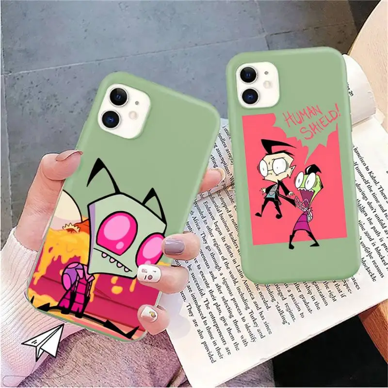 

Invader Zim Phone Case for iPhone 11 12 13 Mini Pro Xs Max 8 7 6 6S Plus X XR Solid Candy Color Case