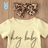 new 3pcsset baby girls clothes set leopard print short sleeve topshort pants outfits