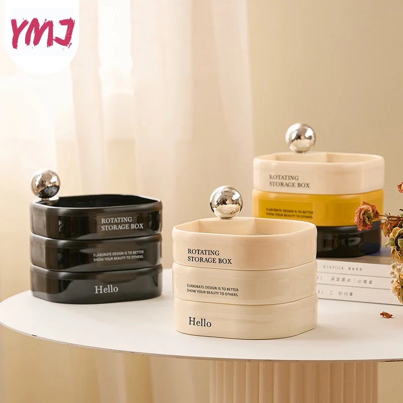 

Трехуровневая шкатулка для хранения ювелирных изделий, вращающийся на 360 ° держатель, органайзер для ювелирных изделий для сережек, резиновых лент, браслетов, стойка, органайзер для мелких предметов