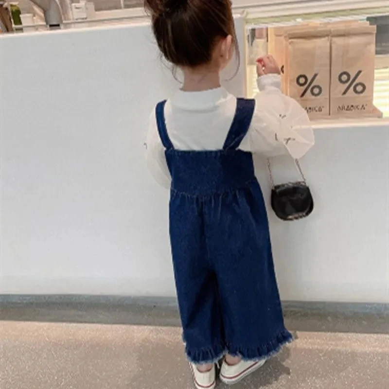 Toddler Girls Autumn Jeans Pants Trousers Childrens Cowboy Casuales Suspenders Baby Kids Girls Spring Fashion Trousers Wide Leg enlarge