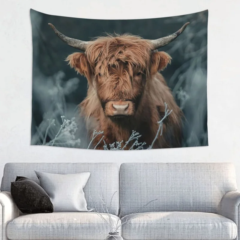 

Wildlife Highland Cattle Cow Tapestry Colorful Fabric Wall Hanging Animal Room Decor Background Cloth Retro Tapestries