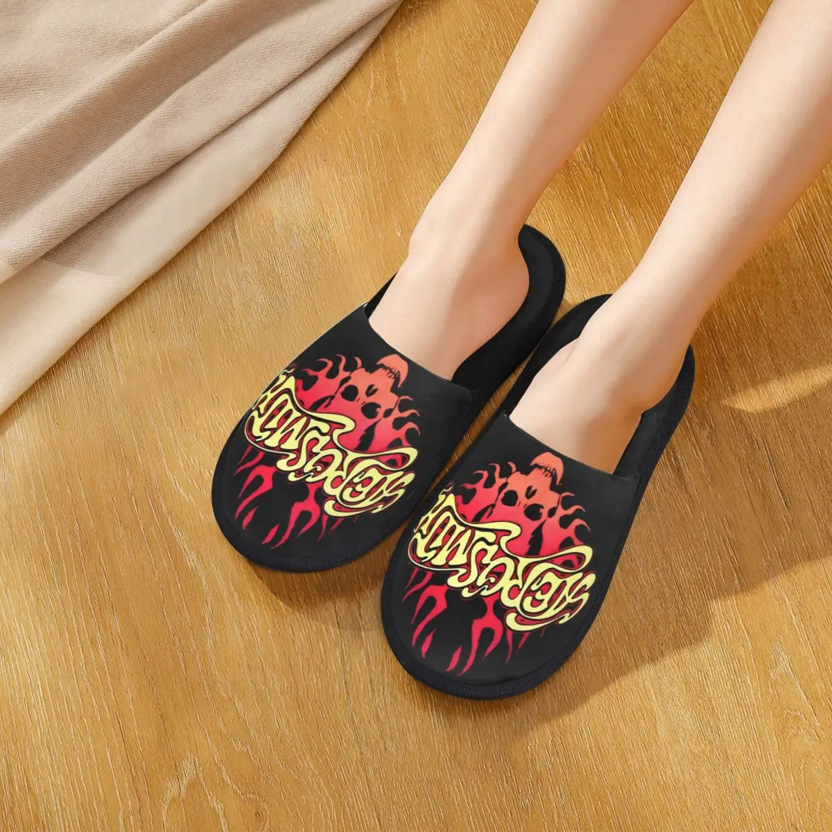 Домашние тапочки Let's ROCK Aerosmith нескользящие мягкие домашние меховые шлепанцы