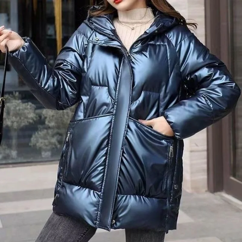 Oversized Winter Women's Cold Coat Parkas Super Hot Coats Hooded Long Cotton Padded Jacket Korean Fashion Puffers Coat
