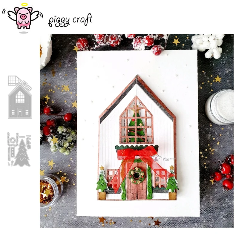 

Piggy Craft metal cutting dies cut die mold Christmas House Decorations Scrapbook paper craft knife mould blade punch stencils