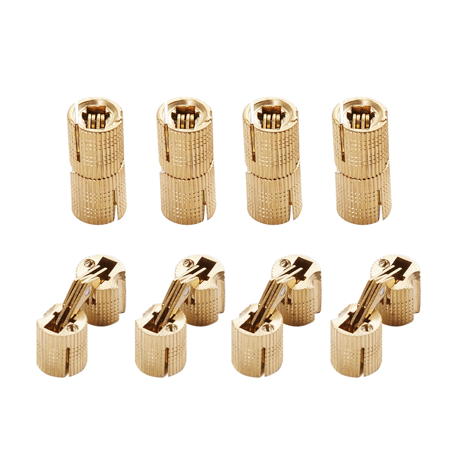 

8pcs Universal Concealed Hinge 180 Degree Opening Angle Door Hardware Easy Install Brass Replacement Parts Home Office DIY 10mm