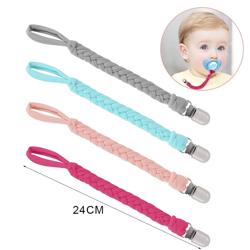 

Personalized teething pacifier clips with safe woven pacifier chain holder for nipples baby toys