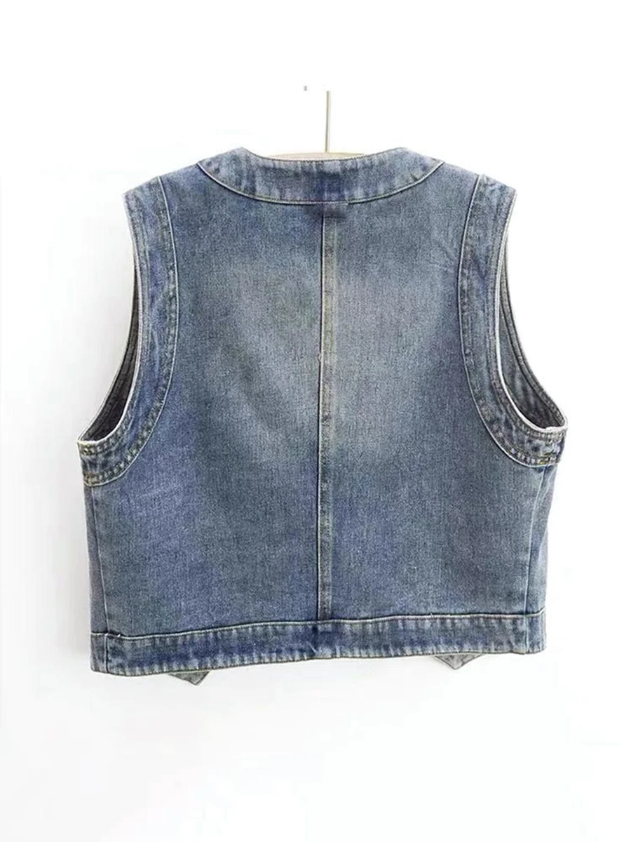 Европейские товары Джинсовый жилет Женская верхняя одежда ранней осени Жилет