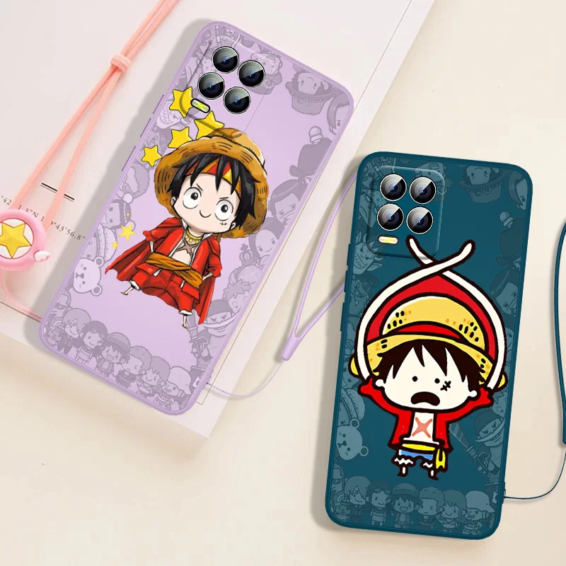 

One Piece Luffy For Realme GT Neo2 Master Narzo 50i 50A C21Y C17 C11 C2 XT X2 X7 Q3S Pro Liquid Rope Cover Funda Soft Phone Case