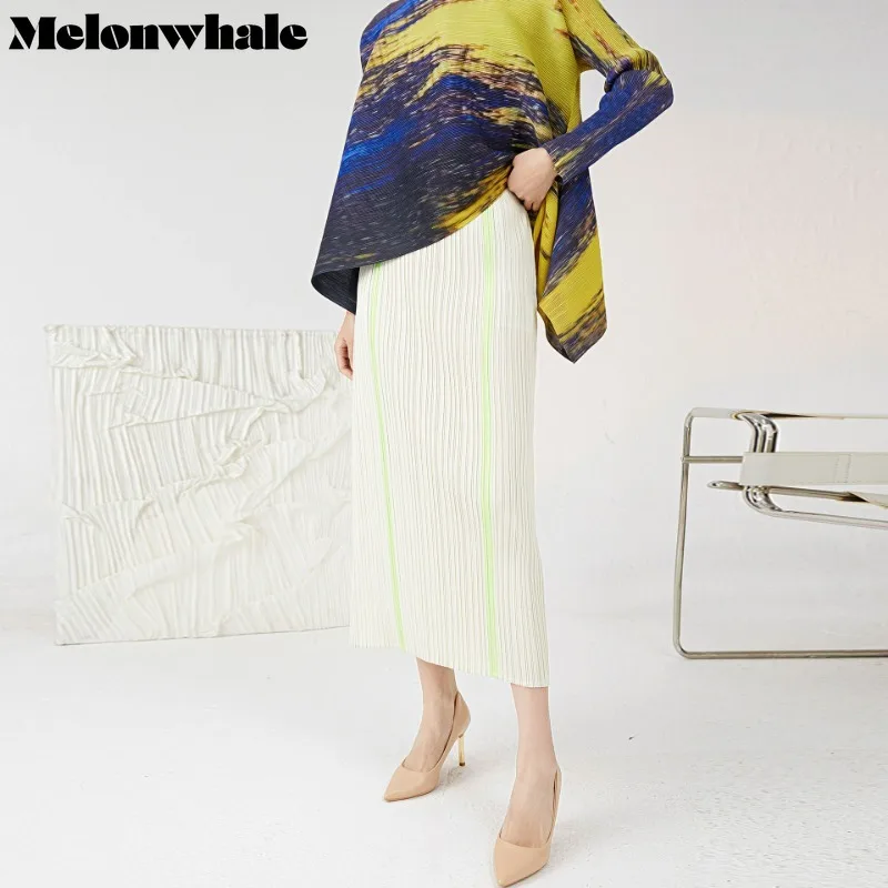 

MelonWhale Printed Pleated Skirts for Women Korean High Waist Flower Luxury Maxi Skirts Female Party Clothing 2023 Summer New
