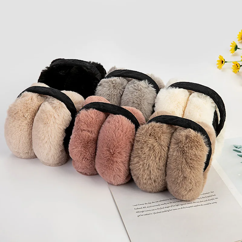 

High Quality Faux Rabbit Fur Hang Ear Cover Warm Winter Earmuffs Headwear Ear Muffs Fur Earmuffs Girl Ear Warmer Fold