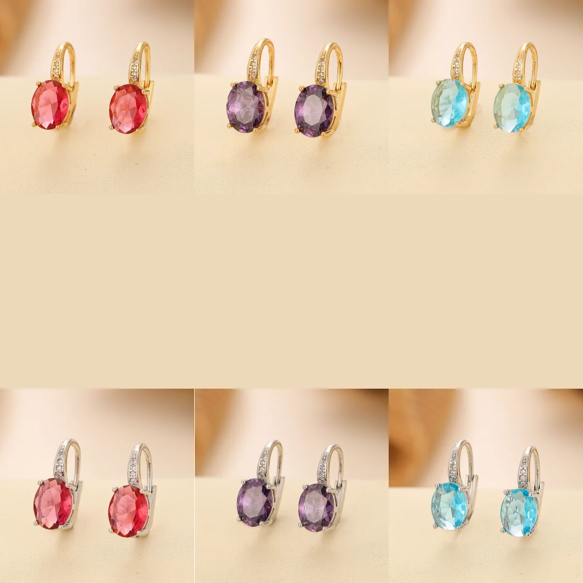 Элегантные Красочные Рубиновые Серьги-гвоздики