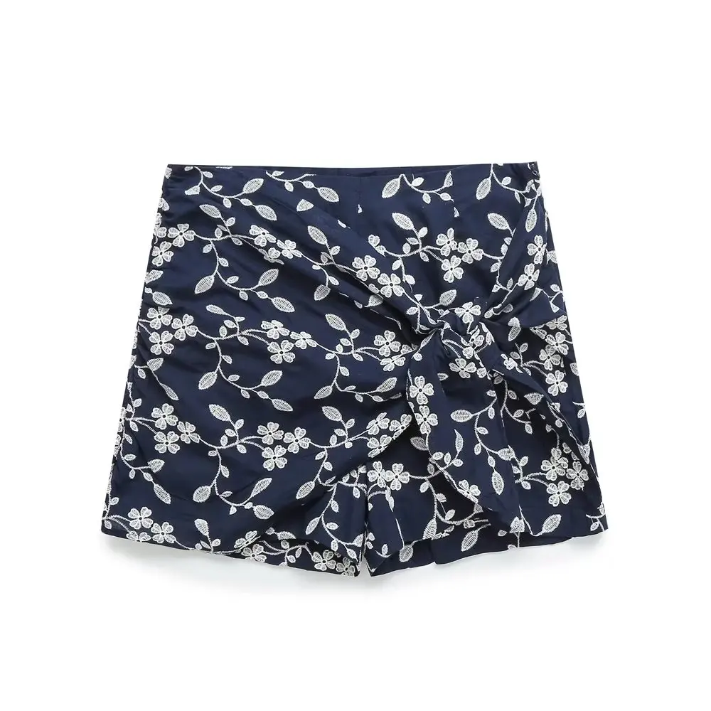 Dave&Di French Country Casual Cotton Embroidery Fashion Shorts for Women  Ladies Harem Bermuda