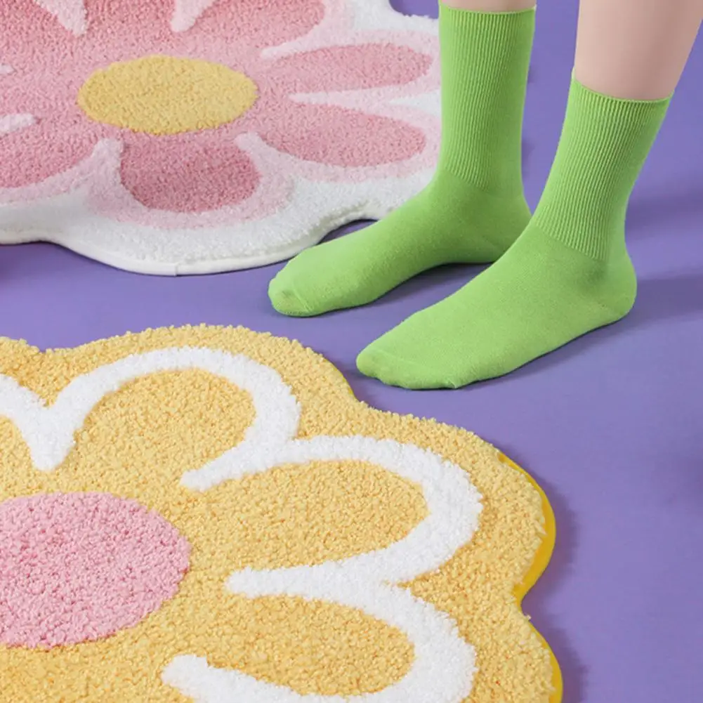 

Useful Area Rug Soft Floor Mat Rug Cute Foldable Floral Petal Floor Mat Bathroom Essential Decorative