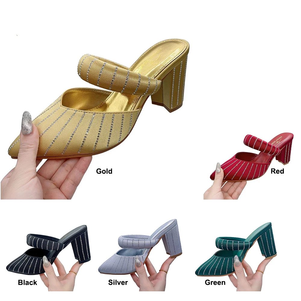 2023 High Heels Pointed Toe Stiletto Women's High Heels Fashion Ladies Wedding Banquet Sequin Striped Women's Shoes Solid Color