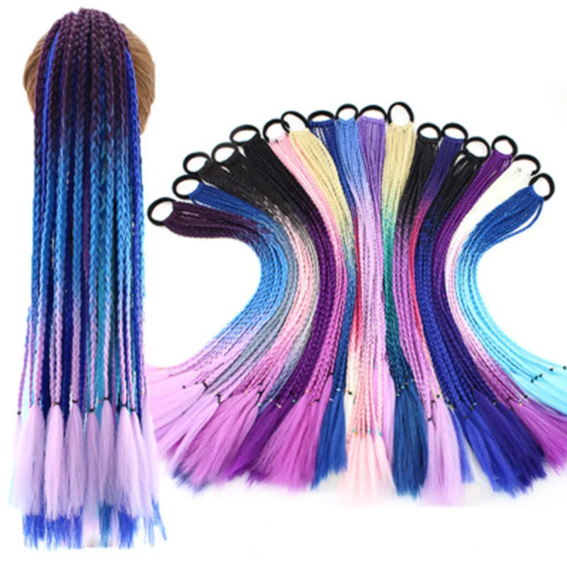 

Hair Color Gradient Dirty Braided Ponytail Women Elastic Hair Band Rubber Band Hair Accessories Wig Headband 60cm