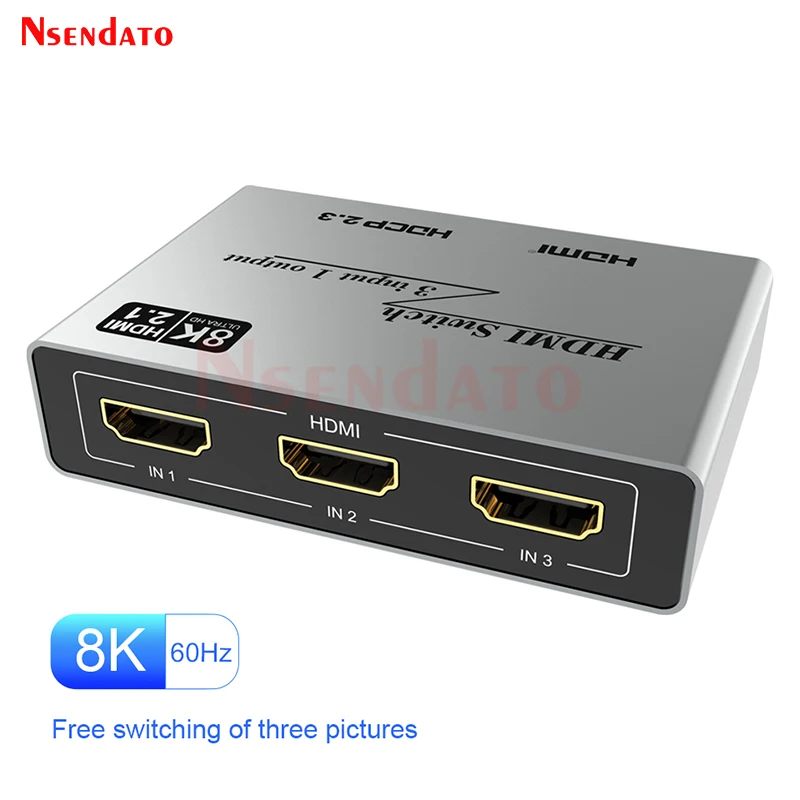 

3x1 8K 60Hz HDMI 2.1 Switch 4K 120Hz 3 in 1 out Splitter Divisor Switch HDMI Switcher Box adapter for PS5 Xbox PC HDTV Monitor