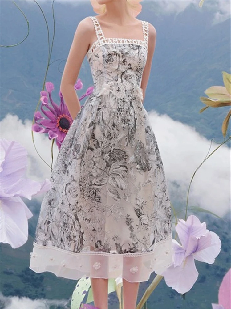 

Женское платье с вышивкой в стиле бохо, летний сарафан на бретелях-спагетти с открытой спиной и кружевом, 2022