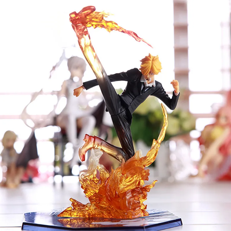 

16cm One Piece Anime Figure Sanji Sculpture Black Leg Fire Battle Version Pvc Collectible Action Figures Models Children Toys