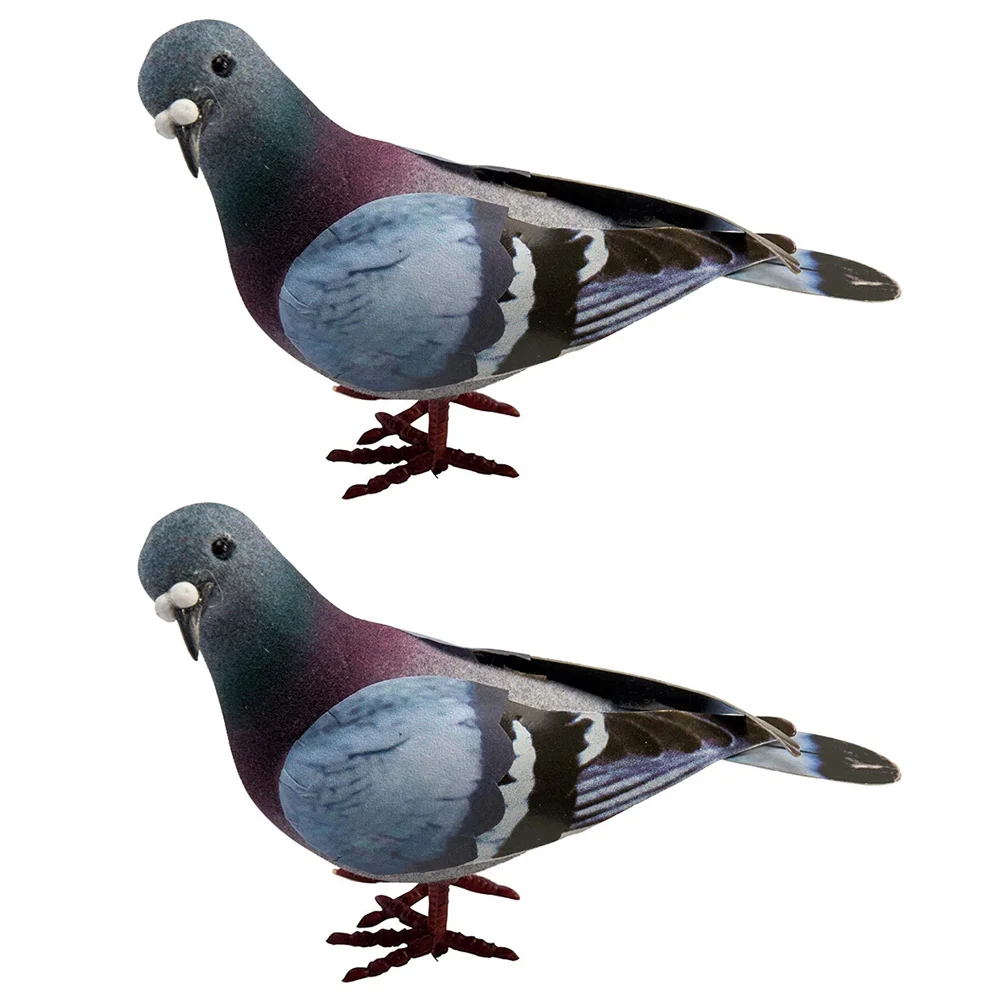 

2 Pcs Artificial Birds Micro Dove Figurine Lawn 12x10cm Garden Prop Plastic Bird Landscape Decorations Figures