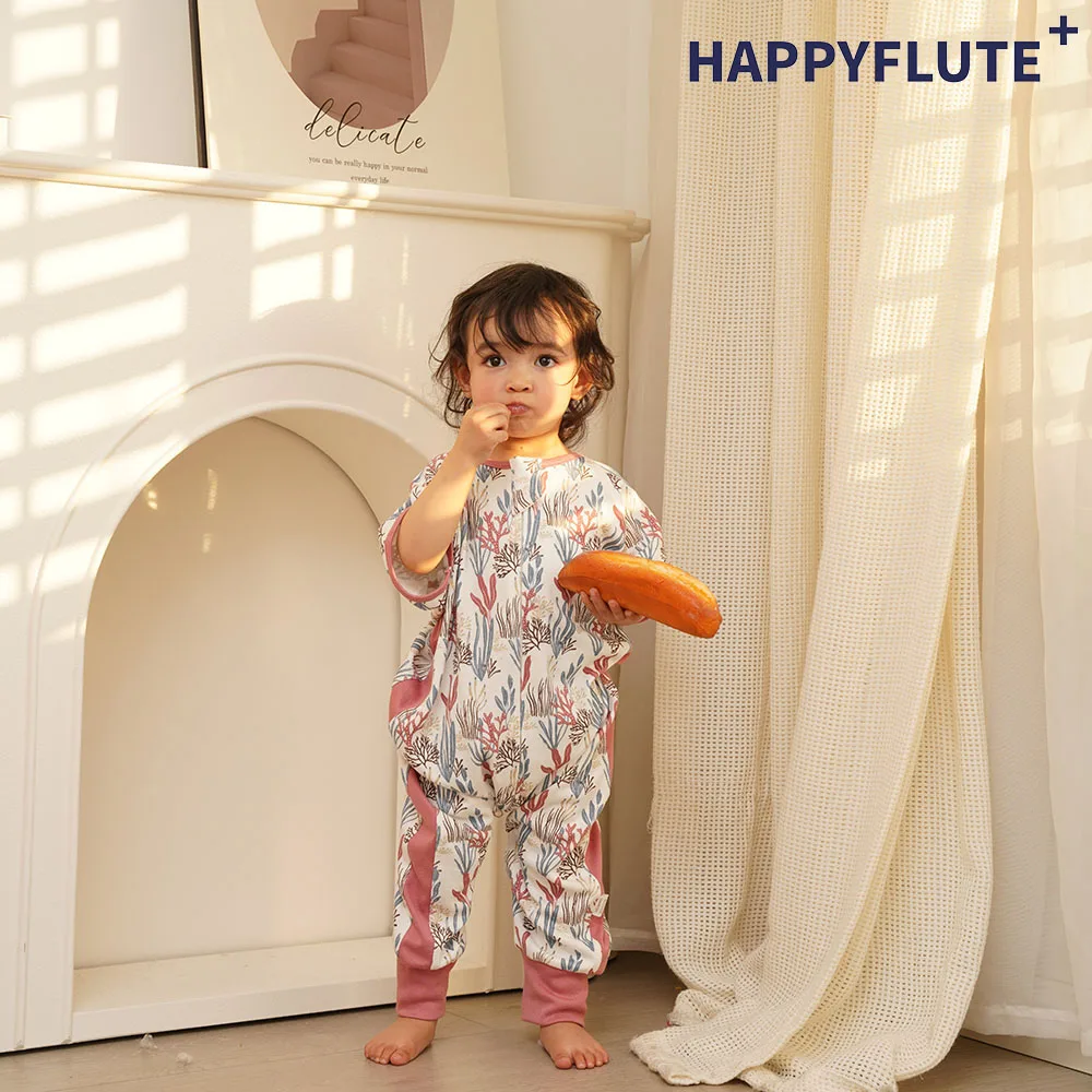 HappyFlute Children's Clothing Newborn Products Short Sleeve Hip Zipper Bamboo Cotton Soft And Skin Friendly