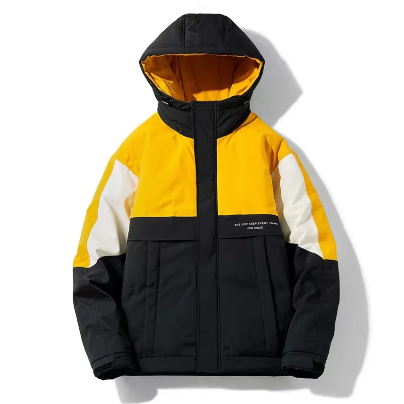 Down jacket men's 2022 new men's tide brand leisure tooling coat youth thickened hooded warm pie overcome
