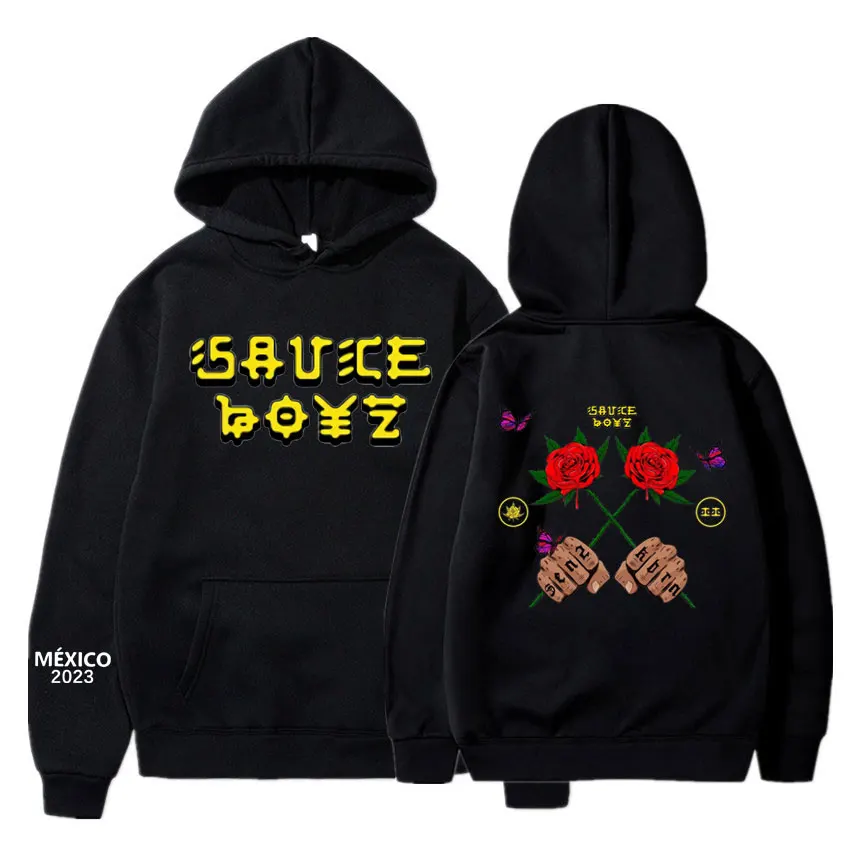 

Rapper Eladio Carrion Hoodie Sauce Boyz Music Album Print Hoody Men Women Casual Loose Fleece Sweatshirt Hipster Streetwear Male