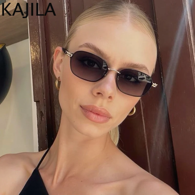 Прямоугольные солнцезащитные очки в маленькой оправе стиле панк женские 2021