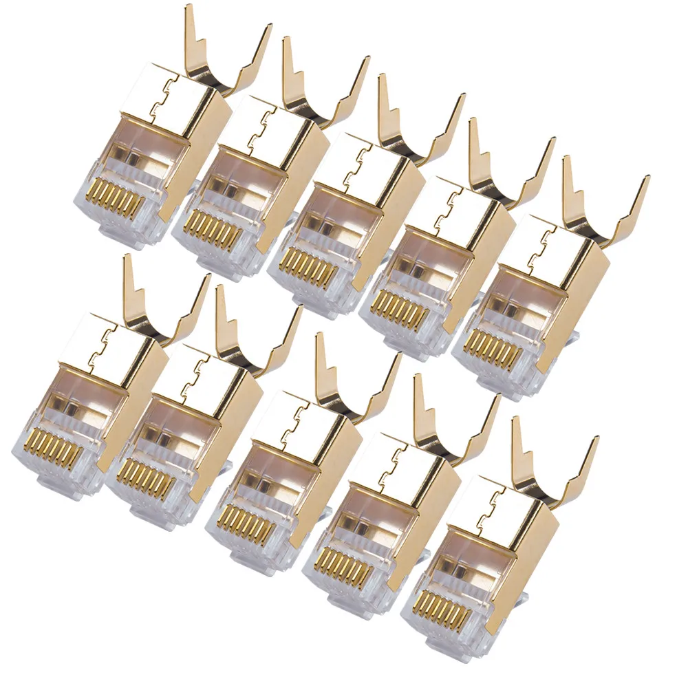

Connector RJ45 Cat8 Shielded Plug 10Gbps Lan Router Ethernet Cable For High-Speed internet Network Wire Adapter 23-24AWG 1.5mm