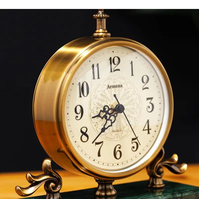 Ретро золотые настольные часы бесшумные с иглами для украшения гостиной