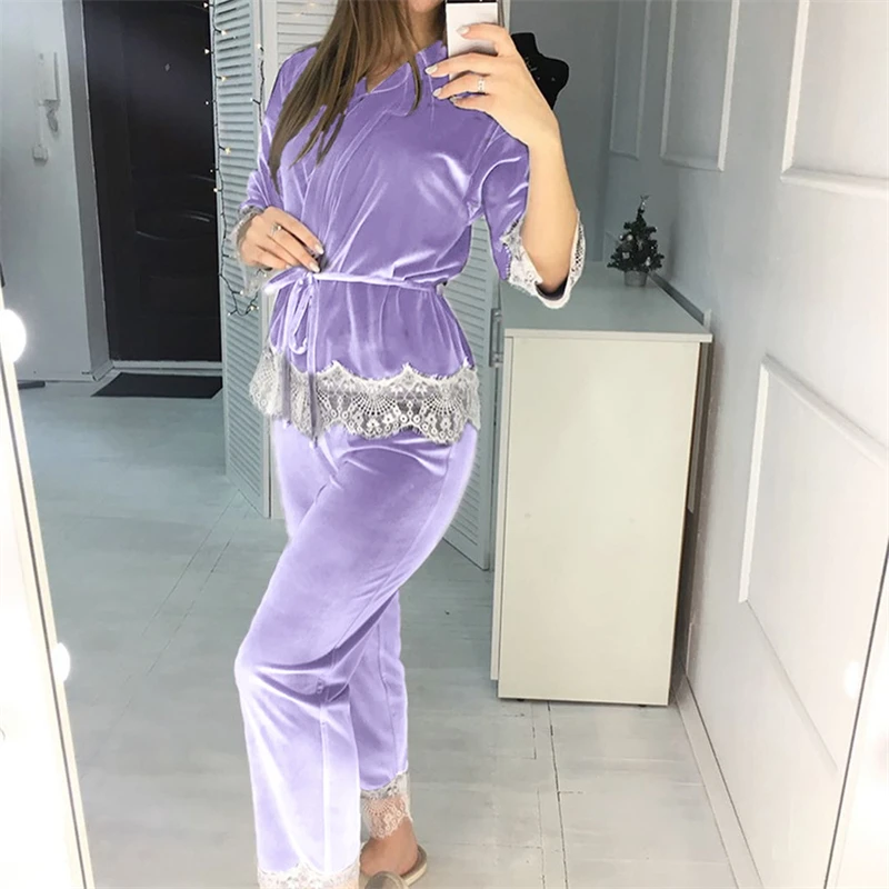 

Loungewear Elegant Women Autumn Luxury Sexy Flannel Pajamas Shorts Without Chan Nightwear Ladies Home Sleepwear Satin Pyjama Set