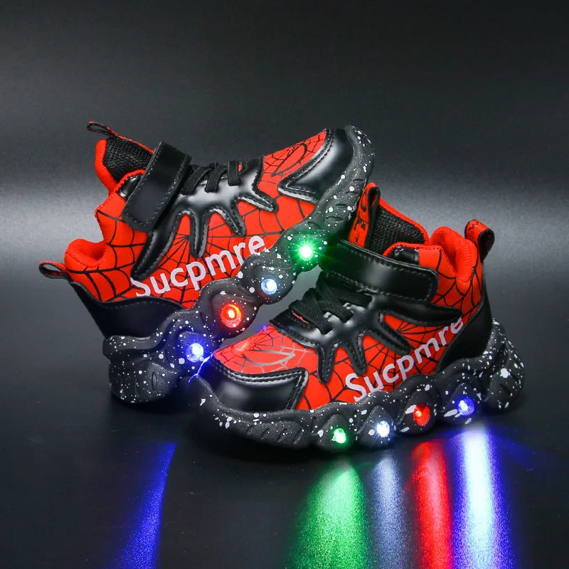 

Marvel Spider-Man Boys Sports Shoes with Lights Lighting Shoes Kids Lighting Shoes Mesh Breathable Casual Shoes Flashing Shoes