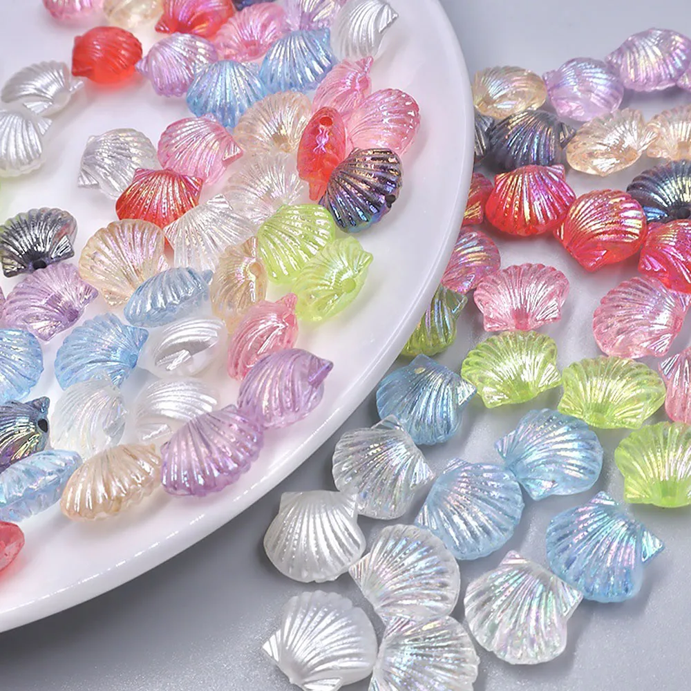 50 шт. акриловые бусины в форме ракушек 10 х14 мм