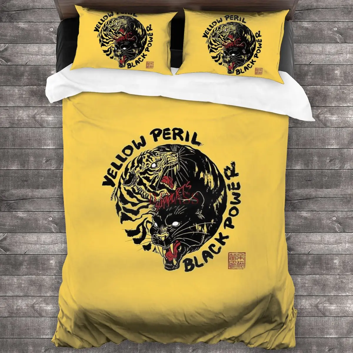 

Yellow Peril Supports Black Power Soft Microfiber Comforter Set with 2 Pillowcase Quilt Cover With Zipper Closure
