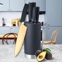 xituo golden knife set stainless steel kitchen chef knives set with knife holder slicing santoku paring knives cooking tools new