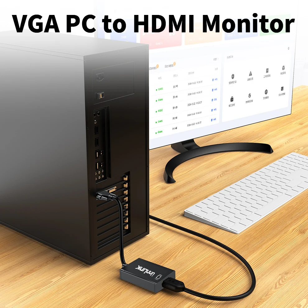 Unnlink адаптер VGA-HDMI с аудиокабелем 1080P 60Гц |