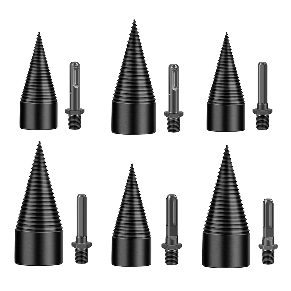 

Firewood Drill Bit Carbon Steel Wood Splitter Non-slip Log Driver Hexagon 32mm for Flashlight Hammer