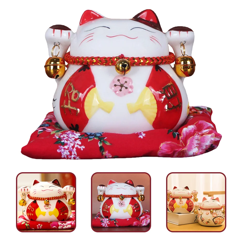 

Cat Bank Piggy Lucky Manekineko Figurine Ceramic Statue Fortune Decor Wealth Saving Chinese Decoration Mini Box Shui Feng New