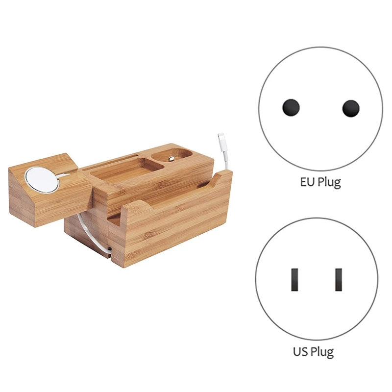 

Wooden Charging Dock Station Multi-Function For Mobile Phone Holder Stand For Apple Watch Ipad Iphone Charger